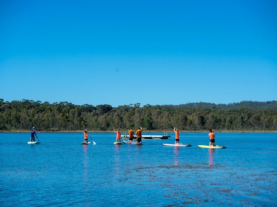 Paddle boarding on Crusoe Reservoir