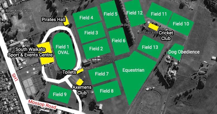 Memorial Sportsground Field Placement Map